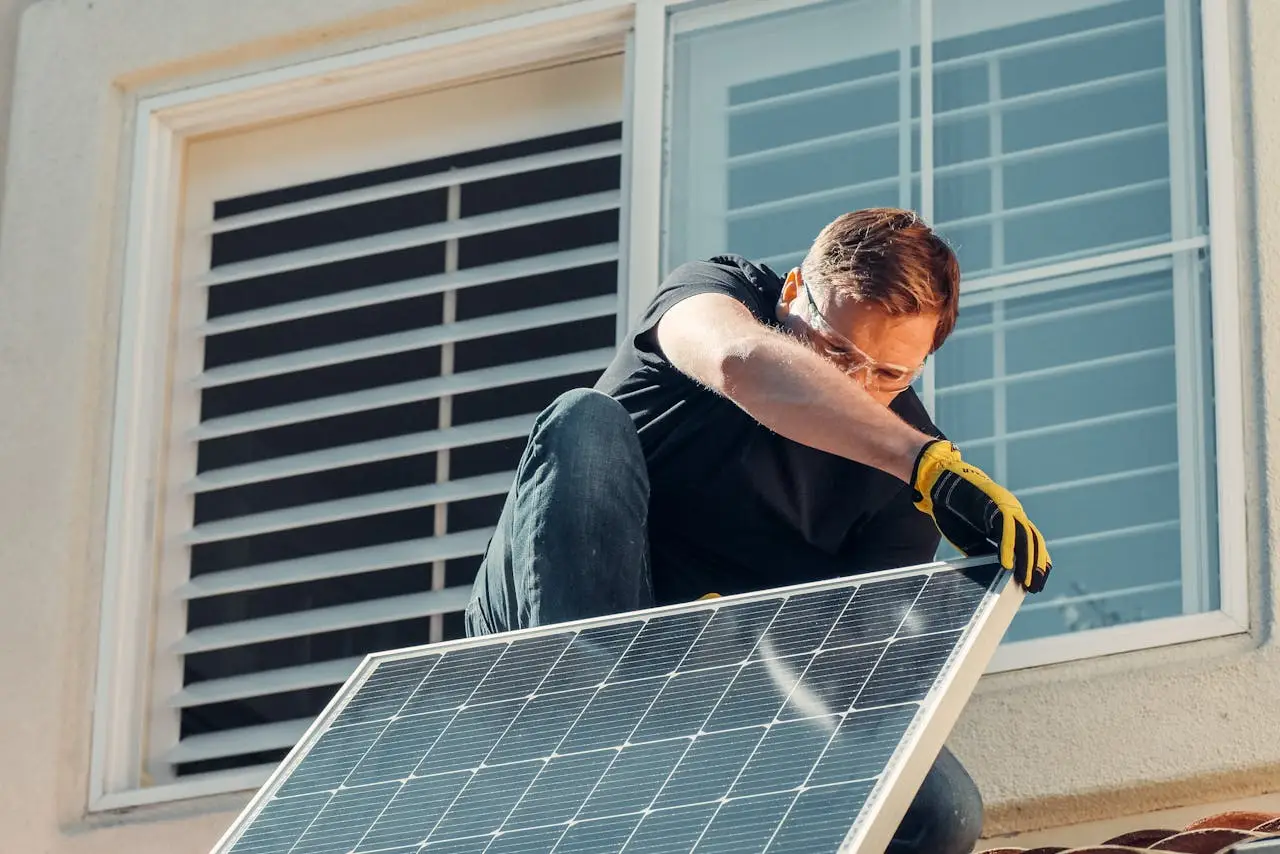 Solar installation crew on residential rooftop